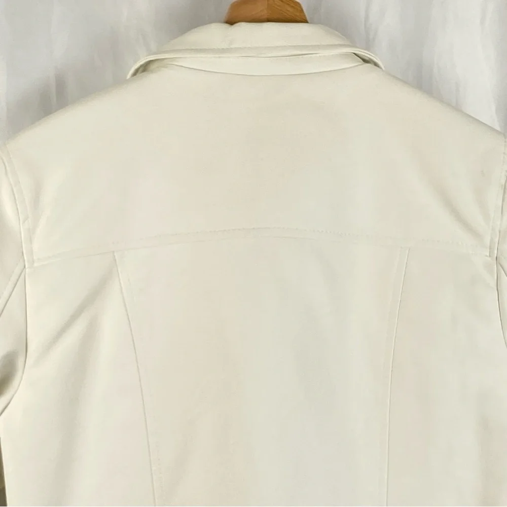 Love Tree White Vegan Leather Moto Zipper Jacket Size Large - Picture 11 of 16